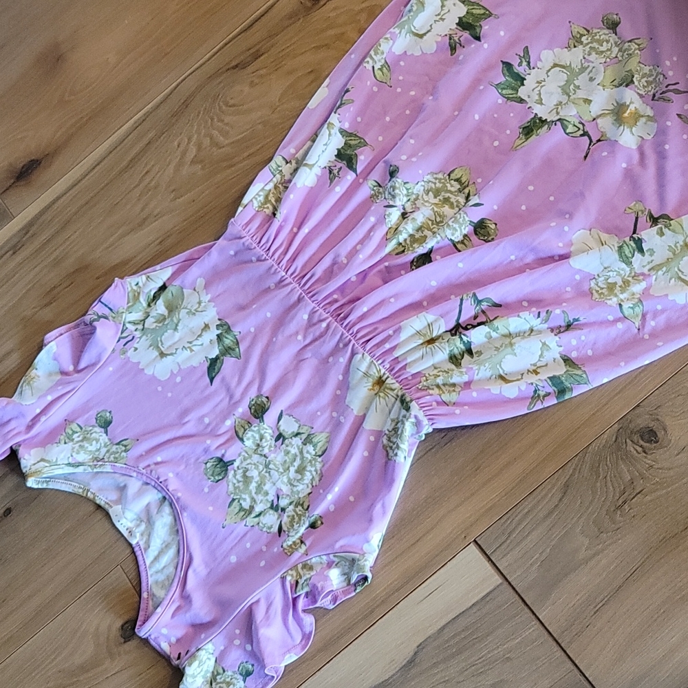 REBORN J Pink Floral Mid Babydoll Ruffle Dress - Picture 9 of 13